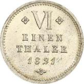 Reverse 1/6 Thaler 1821
