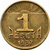 Reverse 1 Peseta 1937 Asturias and Leon
