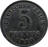 Obverse 5 Pfennig 1920 J