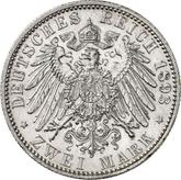 Reverse 2 Mark 1893 A Prussia