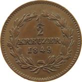 Reverse 1/2 Kreuzer 1849