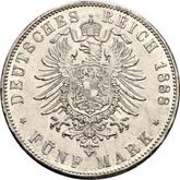 Reverse 5 Mark 1888 D Bayern