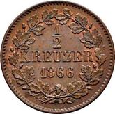 Reverse 1/2 Kreuzer 1866