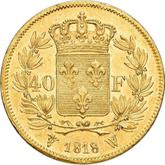 Reverse 40 Francs 1818 W