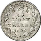 Reverse 1/6 Thaler 1829
