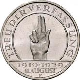 Reverse 3 Reichsmark 1929 F Constitution