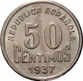 Reverse 50 Céntimos 1937 Asturias and Leon