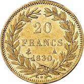 Reverse 20 Francs 1830 A Impressed edge