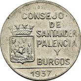 Obverse 1 Peseta 1937 Santander, Palencia and Burgos