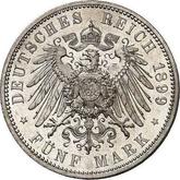 Reverse 5 Mark 1899 E Saxony