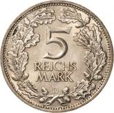 Reverse 5 Reichsmark 1925 D Rhineland