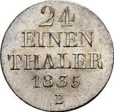 Reverse 1/24 Thaler 1835 B