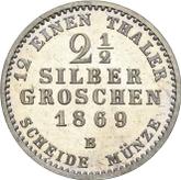 Reverse 2-1/2 Silber Groschen 1869 B