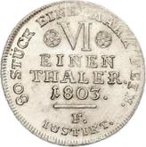 Reverse 1/6 Thaler 1803 F