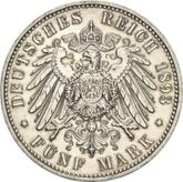 Reverse 5 Mark 1893 E Saxony