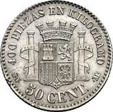 Reverse 50 Céntimos 1870 SNM