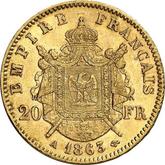 Reverse 20 Francs 1863 A