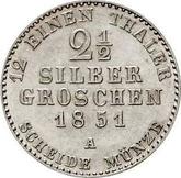 Reverse 2-1/2 Silber Groschen 1851 A