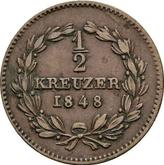 Reverse 1/2 Kreuzer 1848