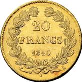 Reverse 20 Francs 1840 A