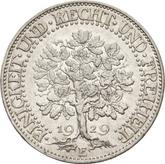Reverse 5 Reichsmark 1929 E Oak Tree