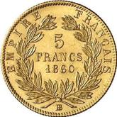 Reverse 5 Francs 1860 BB