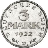 Reverse 3 Mark 1922 J Constitution