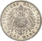 Reverse 5 Mark 1899 D Bayern