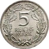 Reverse 5 Reichsmark 1925 G Rhineland