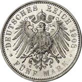 Reverse 5 Mark 1908 E Saxony