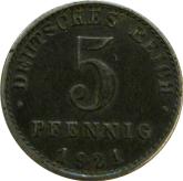 Obverse 5 Pfennig 1921 A