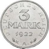 Reverse 3 Mark 1922 A Constitution