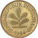 Reverse 5 Pfennig 1994 J
