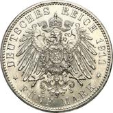 Reverse 5 Mark 1911 D Bayern