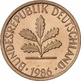 Reverse 1 Pfennig 1986 G
