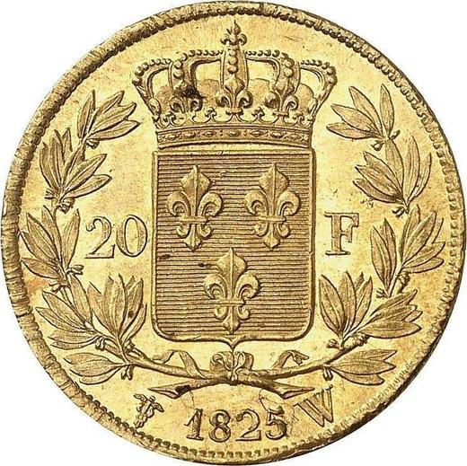 Реверс монеты - 20 франков 1825 W "Тип 1825-1830" Лилль - Франция, Карл X