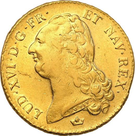 Аверс монеты - Двойной луидор 1791 M "Тип 1785-1792" Тулуза - Франция, Людовик XVI
