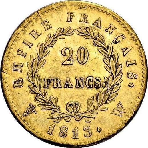 Реверс монеты - 20 франков 1813 W "Тип 1809-1815" Лилль - Франция, Наполеон I