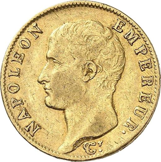 Аверс монеты - 20 франков AN 14 (1805-1806) W Лилль - Франция, Наполеон I