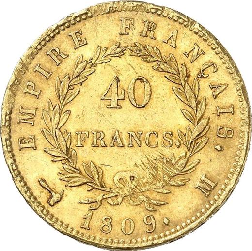 Reverse 40 Francs 1809 M "Type 1809-1813" Toulouse - France, Napoleon I