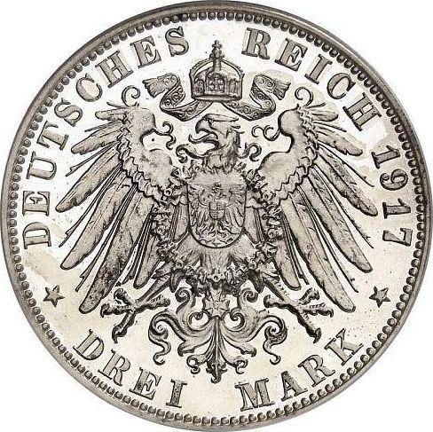 Reverse 3 Mark 1917 E "Saxony" Frederick the Wise - Germany