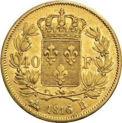 Реверс монеты - 40 франков 1816 B "Тип 1816-1824" Руан - Франция, Людовик XVIII