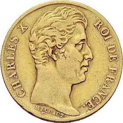 Аверс монеты - 20 франков 1827 W "Тип 1825-1830" Лилль - Франция, Карл X