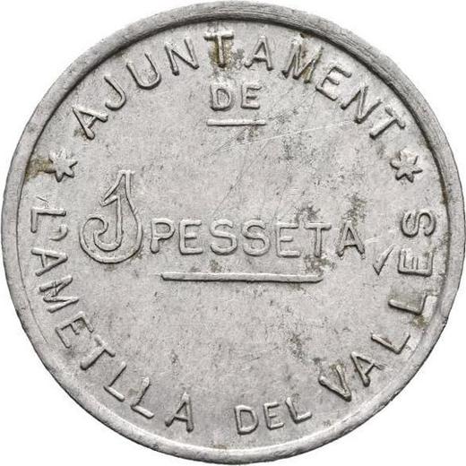 Reverse 1 Peseta no date (1936-1939) "L'Ametlla del Vallès" Letter denomination - Spain