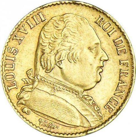 Аверс монеты - 20 франков 1814 K "Тип 1814-1815" Бордо - Франция, Людовик XVIII