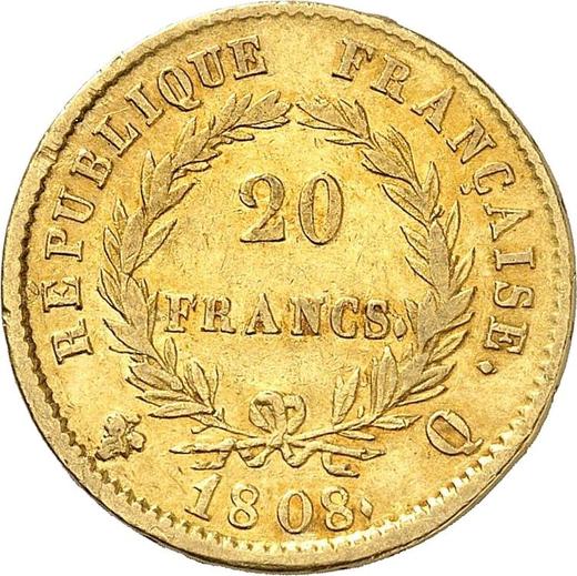 Реверс монеты - 20 франков 1808 Q "Тип 1807-1808" Перпиньян - Франция, Наполеон I