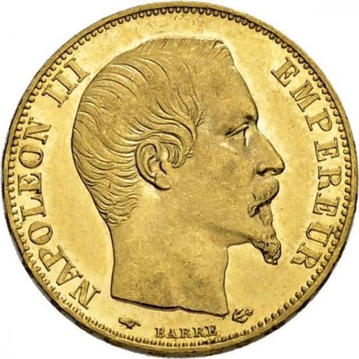 Аверс монеты - 20 франков 1858 A "Тип 1853-1860" Париж - Франция, Наполеон III