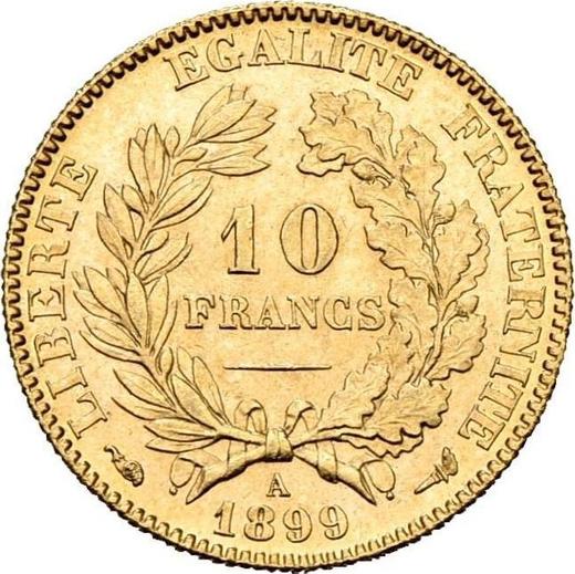 Реверс монеты - 10 франков 1899 A "Тип 1878-1899" Париж - Франция, Третья республика