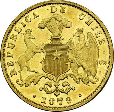 Реверс монеты - 10 песо 1879 So - Чили
