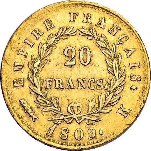 Реверс монеты - 20 франков 1809 K "Тип 1809-1815" Бордо - Франция, Наполеон I